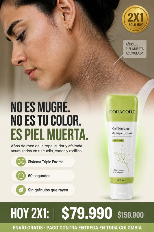 CORACODE — Gel Exfoliante de Triple Enzima con Té Verde